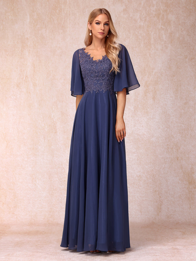 Evening dress best sale with half sleeves