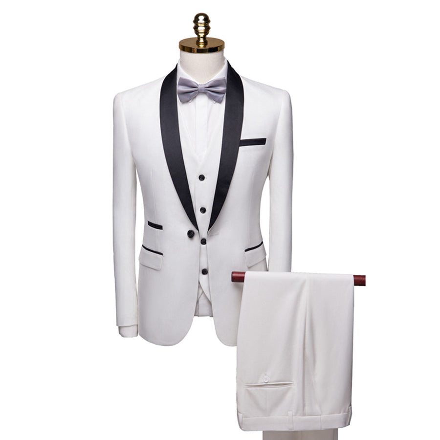 Tailored Fit Single Breasted One-button 3 Pieces Solid Colored Men's Wedding Suits