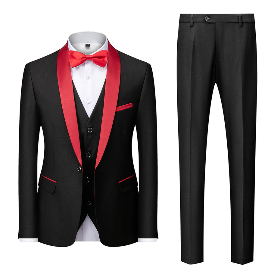 Tailored Fit Single Breasted One-button 3 Pieces Solid Colored Men's Wedding Suits