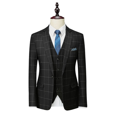 Tailored Fit Single Breasted One-button 3 Pieces Plaid Men's Wedding Suits