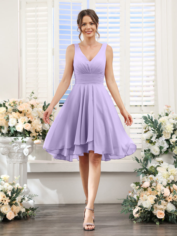 Light purple 2025 bridesmaid dresses short