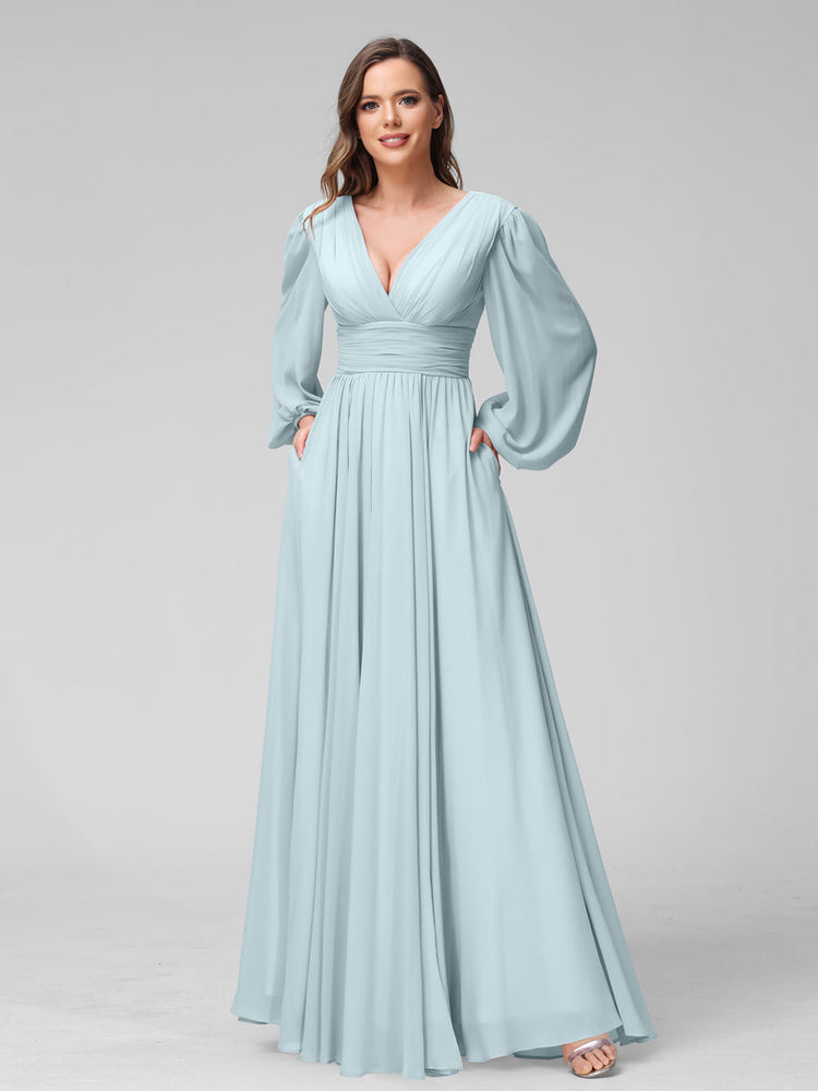 Outlet Teal bridesmaid dress with pockets. Mother of the bride dress long sleeve - available in 50+ colors