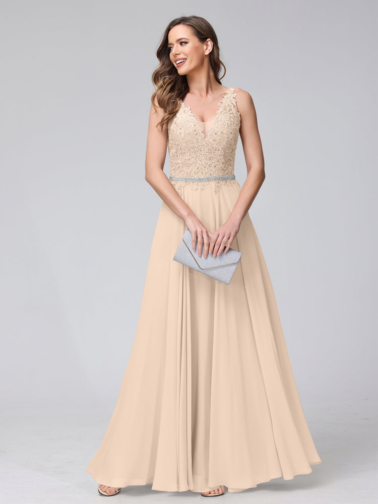 Champagne sleeveless chiffon dress hotsell