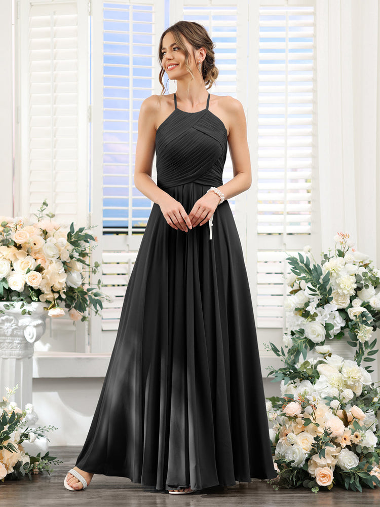 Black halter clearance bridesmaid dress