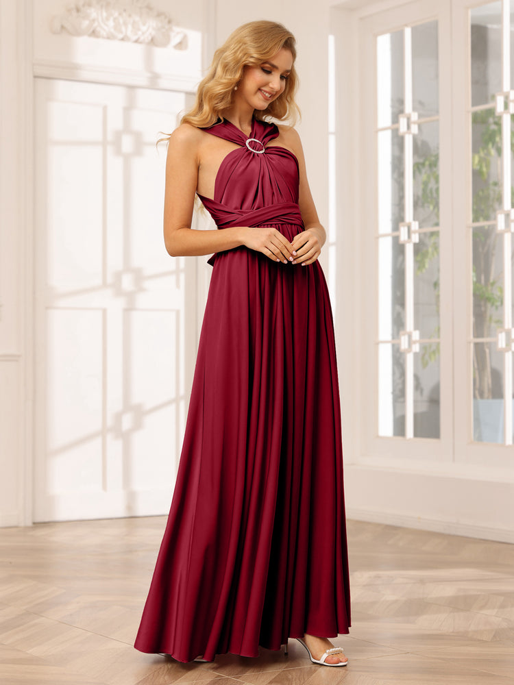 A-Line/Princess Convertible Infinity Long Bridesmaid Dresses-Lavetir UK